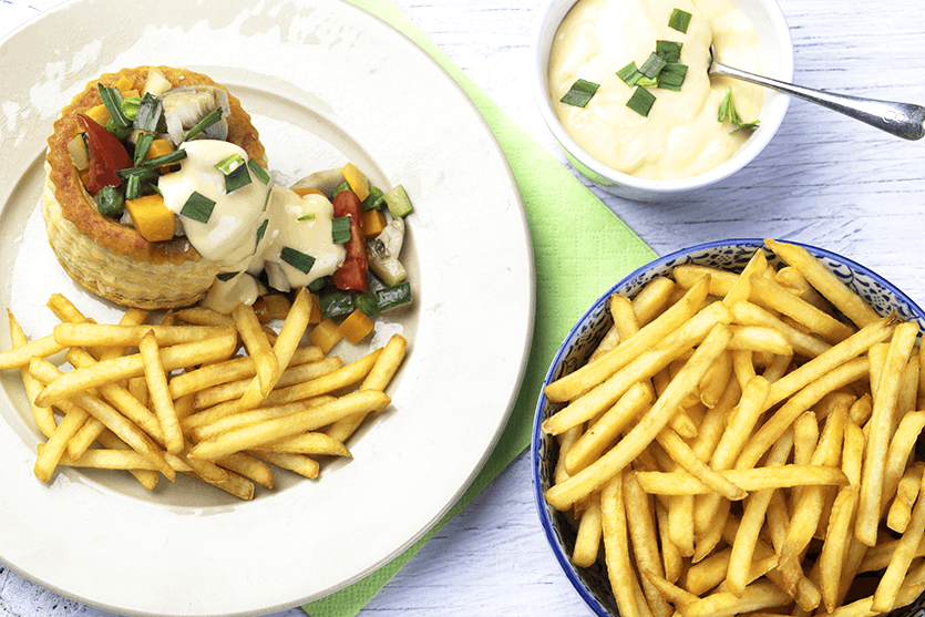 Vol au vent végétarien à la sauce hollandaise
