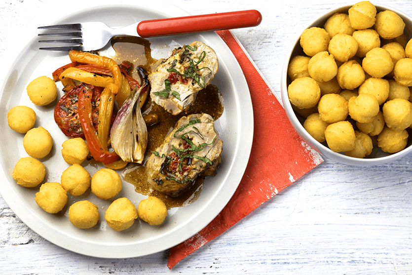 Filet de porc aux tomates séchées et pignons de pin