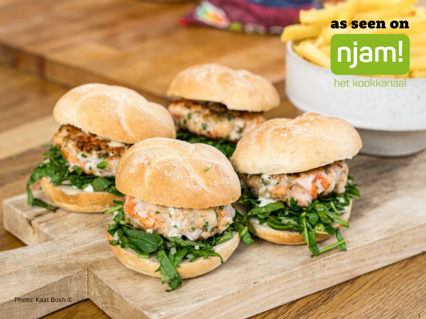 Burger de scampi avec frites
