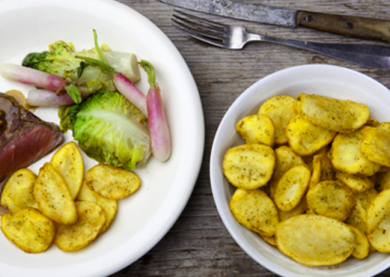 Entrecôte met roze peper en gestoofde groenten