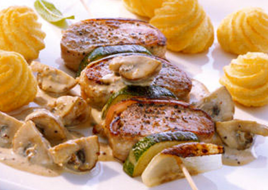 Varkensfiletbrochette met duchesse