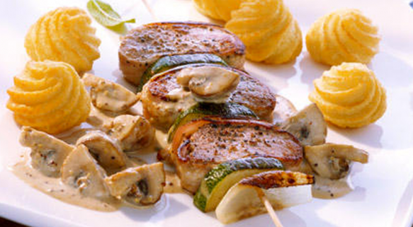 Varkensfiletbrochette met duchesse